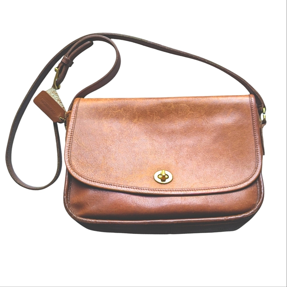 Vintage COACH City Bag Brown Leather Crossbody- Shoulder Bag Made in USA GUC